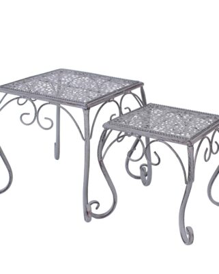 Portavaso in set di 2 quadrati in metallo grigio anticato 25X25H26