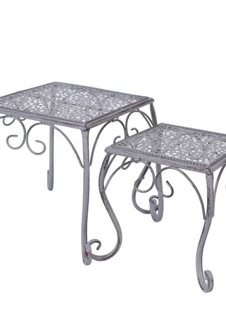 Portavaso in set di 2 quadrati in metallo grigio anticato 25X25H26