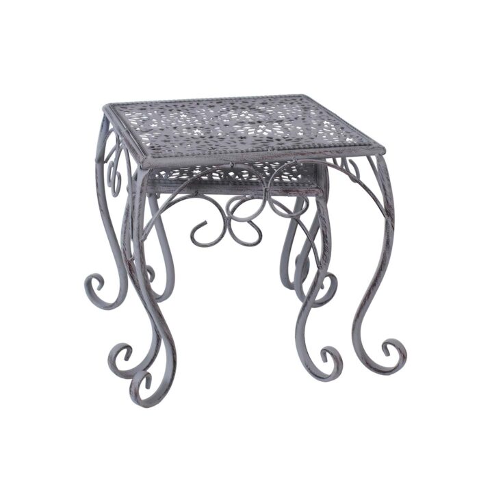 Portavaso in set di 2 quadrati in metallo grigio anticato 25X25H26 - immagine 8