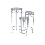 Portavaso in metallo grigio anticato set da 3 supporti Ø32H70 cm