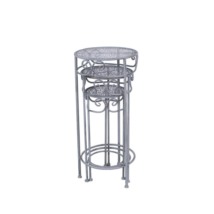 Portavaso in metallo grigio anticato set da 3 supporti Ø32H70 cm - immagine 6
