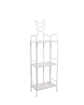Etagere gatto in metallo bianco anticato 3 ripiani 40x25x124 cm