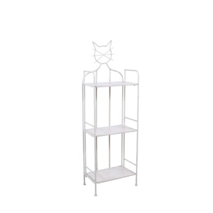 Etagere gatto in metallo bianco anticato 3 ripiani 40x25x124 cm