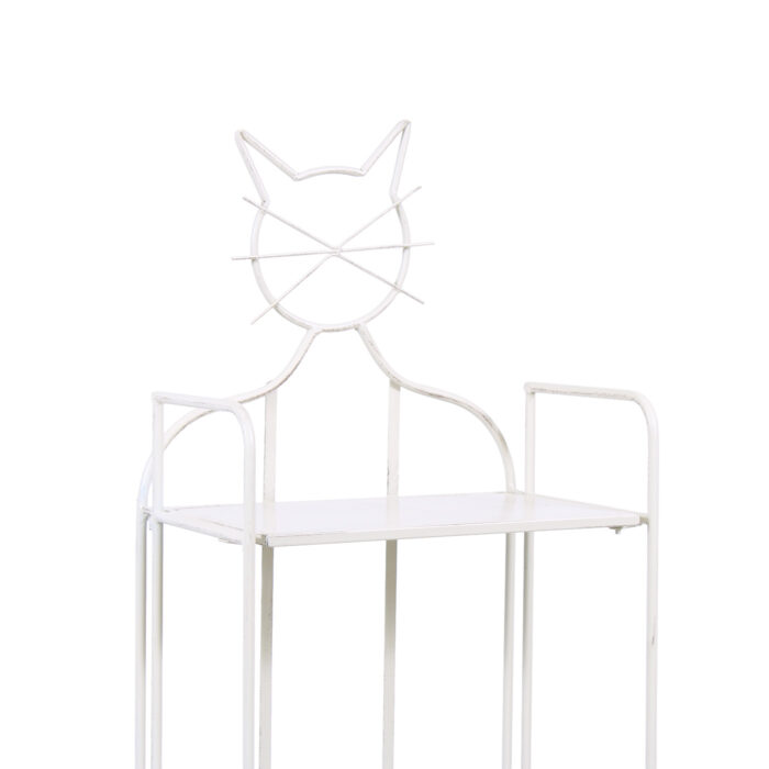 Etagere gatto in metallo bianco anticato 3 ripiani 40x25x124 cm - immagine 6