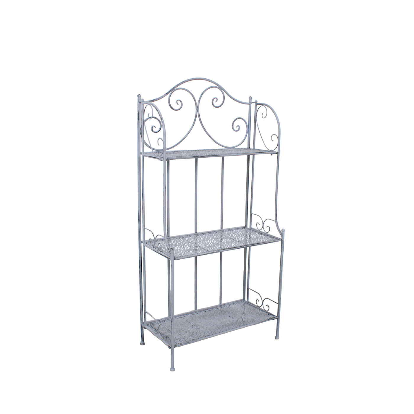 62-NQ8052GL Etagere in metallo grigio anticato a 3 ripiani 60X30H122 cm