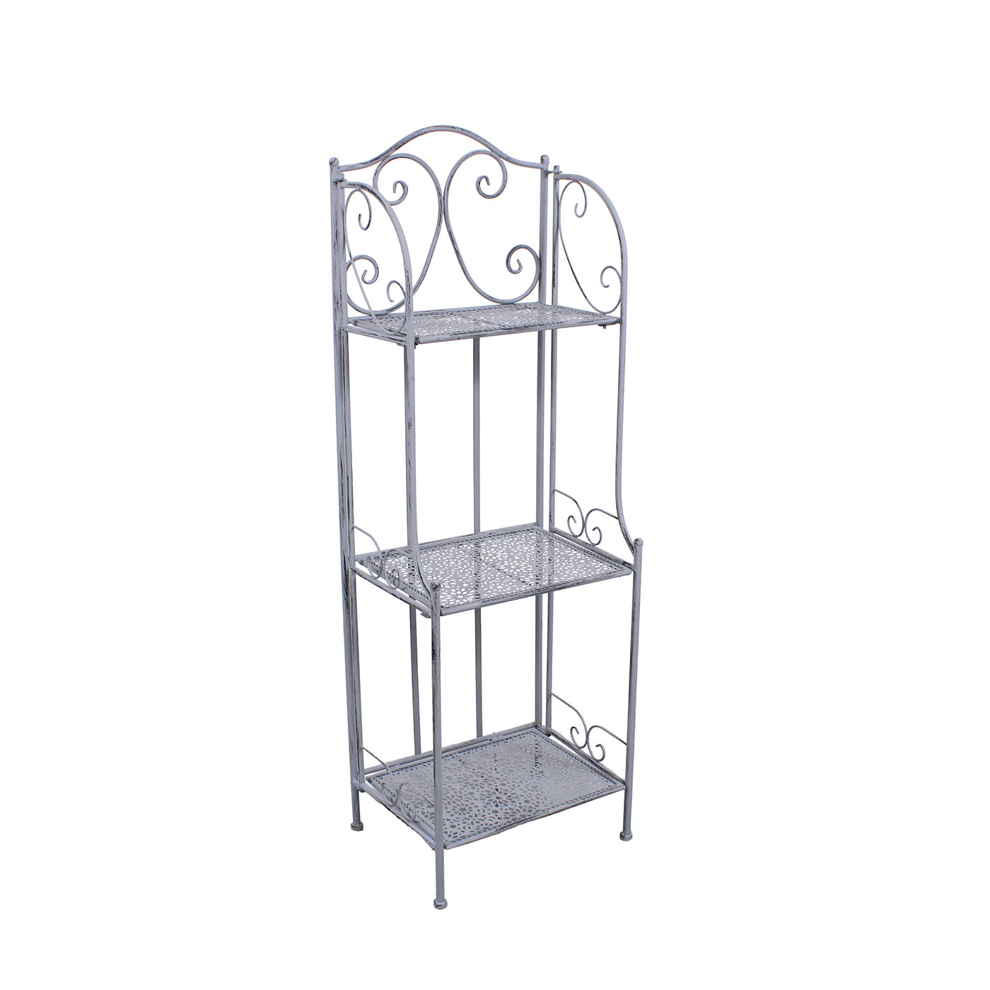 62-NQ8052GS Etagere in Metallo Grigio Anticato a 3 Piani 40X30H122 cm