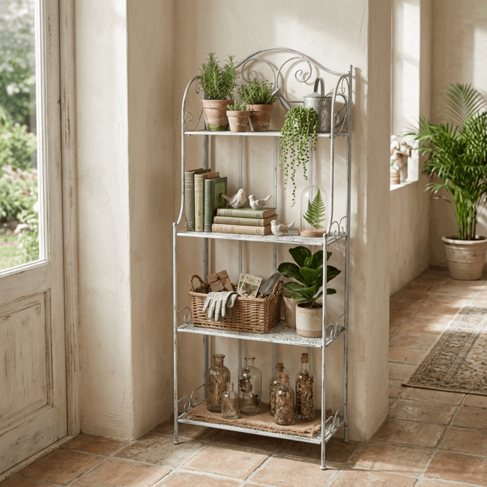 Etagere in Metallo Grigio Anticato 4 Ripiani 60X30H161 cm - immagine 2