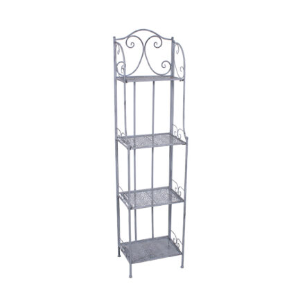 Etagere in Metallo Grigio Anticato a 4 Ripiani 40X30H161 cm