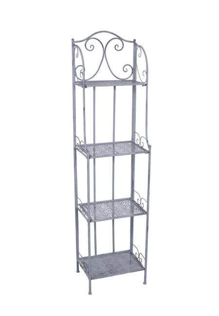 Etagere in Metallo Grigio Anticato a 4 Ripiani 40X30H161 cm