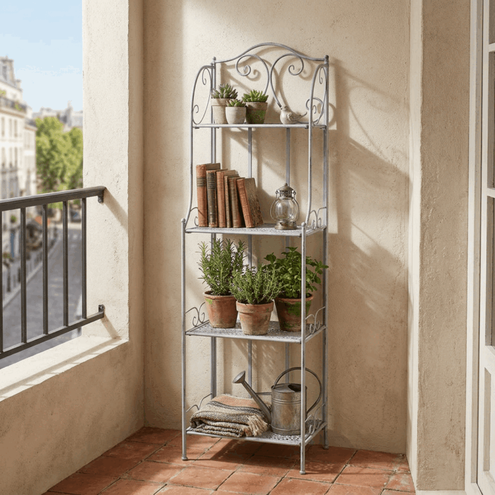 Etagere in Metallo Grigio Anticato a 4 Ripiani 40X30H161 cm - immagine 2