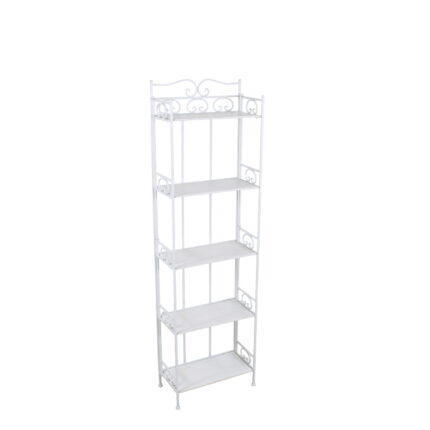 Etagere in metallo bianco anticato a 5 ripiani 47x23x160 cm