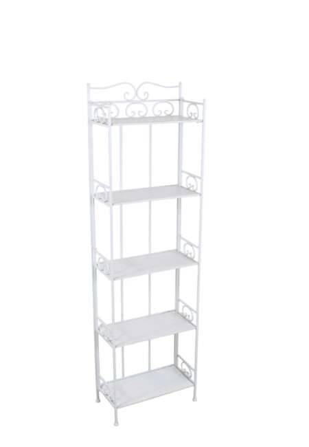 Etagere in metallo bianco anticato a 5 ripiani 47x23x160 cm
