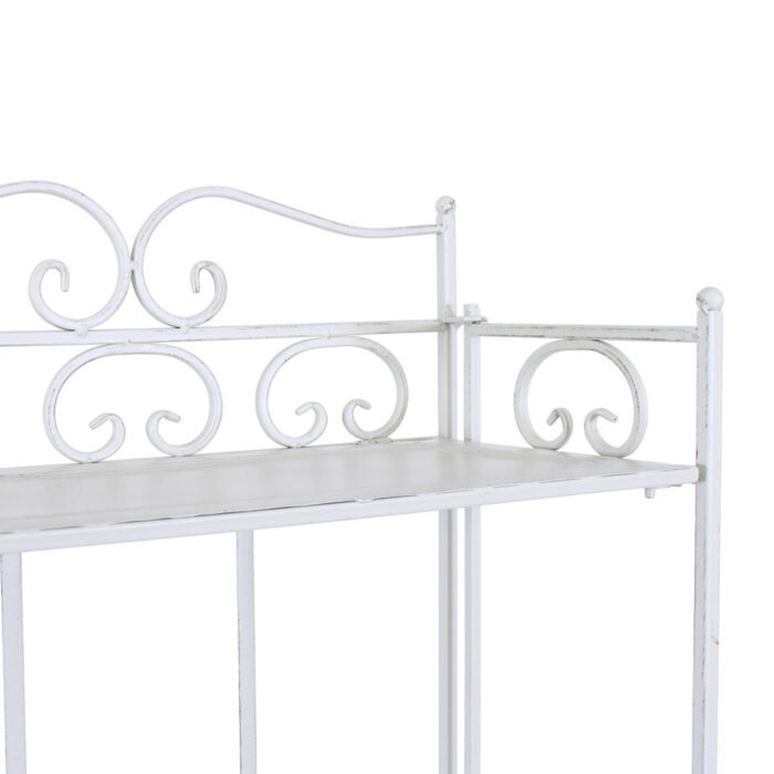 Etagere in metallo bianco anticato a 5 ripiani 47x23x160 cm - immagine 6