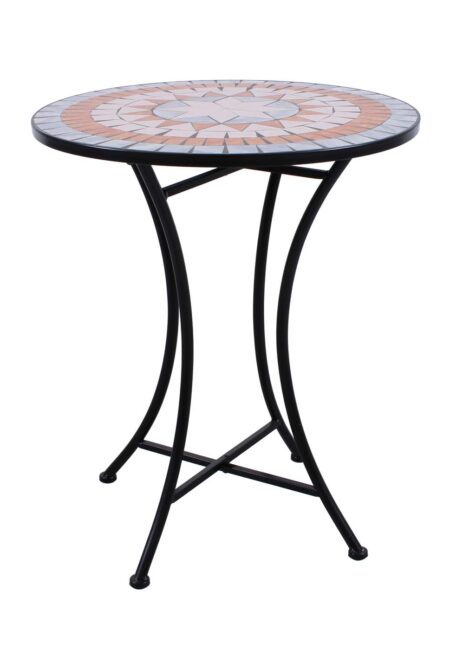 Tavolino rotondo "Mosaico" con piano in mosaico di pietra 60X60H71 cm
