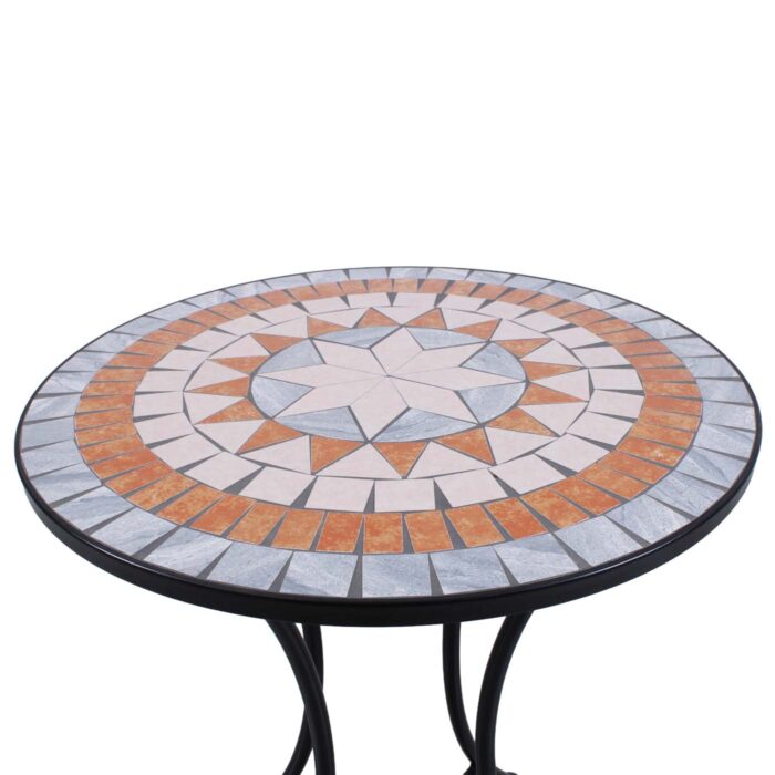 Tavolino rotondo "Mosaico" con piano in mosaico di pietra Ø 60H71 cm - immagine 6