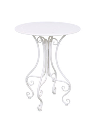 Tavolo rotondo in metallo bianco anticato "Alessia" Ø 61H76 cm