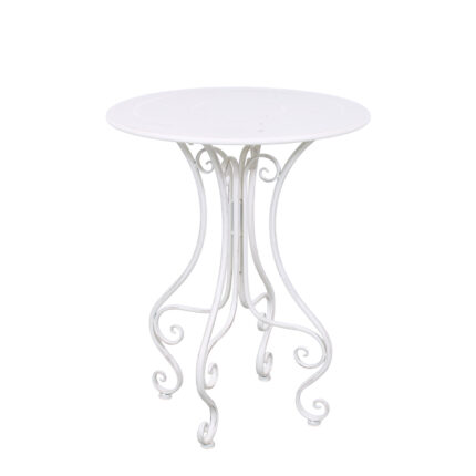 Tavolo rotondo in metallo bianco anticato "Alessia" Ø 61H76 cm