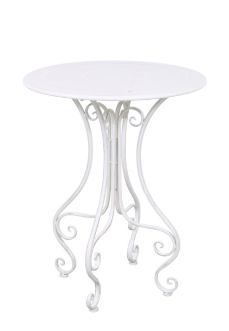 Tavolo rotondo in metallo bianco anticato "Alessia" Ø 61H76 cm