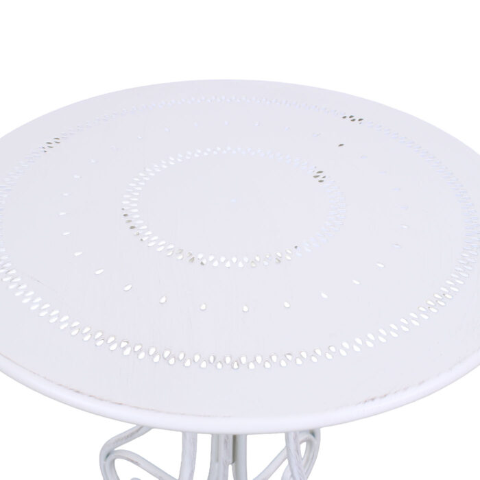 Tavolo rotondo in metallo bianco anticato "Alessia" Ø 61H76 cm - immagine 6
