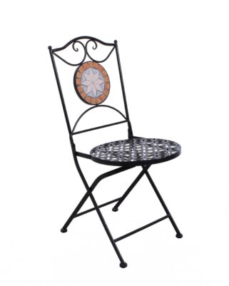 Sedia pieghevole in metallo nero "Mosaico" sedia da giardino e balcone stile bistrot 39x39xH91 cm