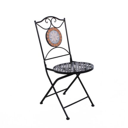 Sedia pieghevole in metallo nero "Mosaico" sedia da giardino e balcone stile bistrot 39x39xH91 cm