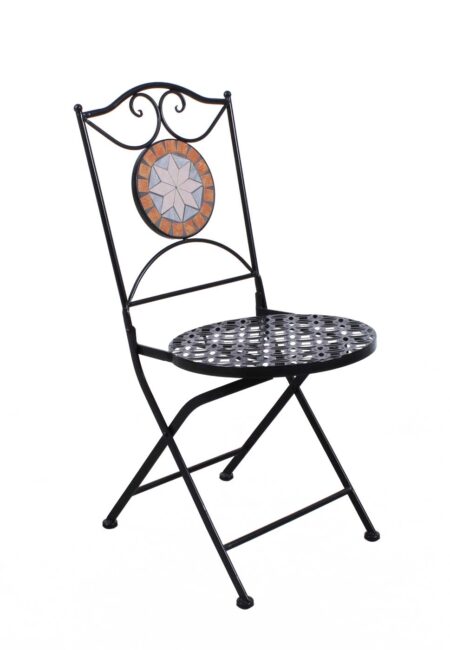 Sedia pieghevole in metallo nero "Mosaico" sedia da giardino e balcone stile bistrot 39x39xH91 cm