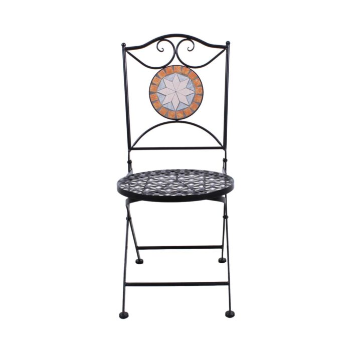 Sedia pieghevole in metallo nero "Mosaico" sedia da giardino e balcone stile bistrot 39x39xH91 cm - immagine 6