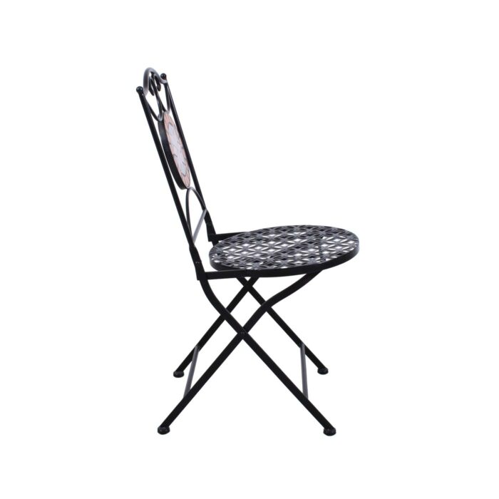Sedia pieghevole in metallo nero "Mosaico" sedia da giardino e balcone stile bistrot 39x39xH91 cm - immagine 7