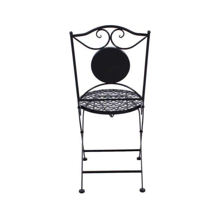 Sedia pieghevole in metallo nero "Mosaico" sedia da giardino e balcone stile bistrot 39x39xH91 cm - immagine 8