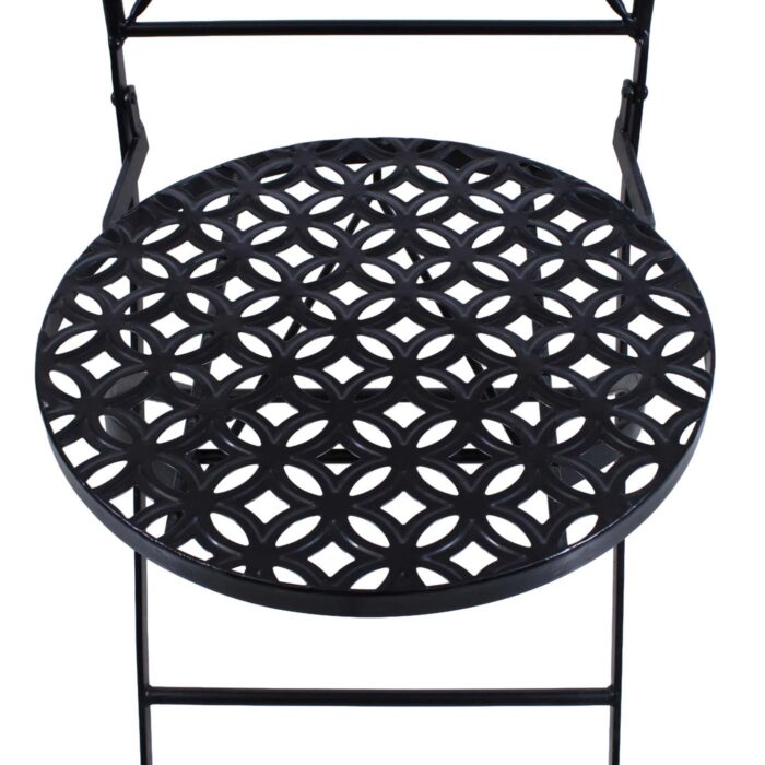 Sedia pieghevole in metallo nero "Mosaico" sedia da giardino e balcone stile bistrot 39x39xH91 cm - immagine 9