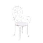 Poltrona metallo bianco anticato "Alessia" con braccioli 51X50h97 cm