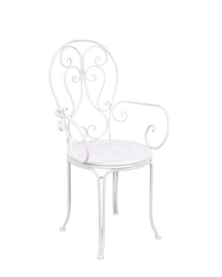 Poltrona metallo bianco anticato "Alessia" con braccioli 51X50h97 cm
