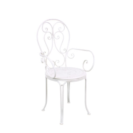 Poltrona metallo bianco anticato "Alessia" con braccioli 51X50h97 cm