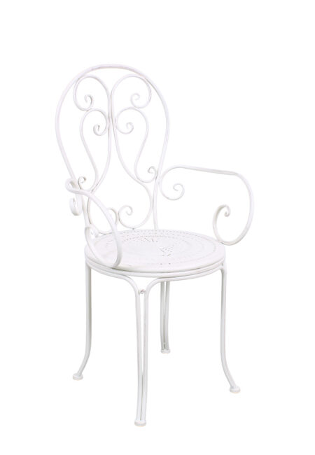 Poltrona metallo bianco anticato "Alessia" con braccioli 51X50h97 cm