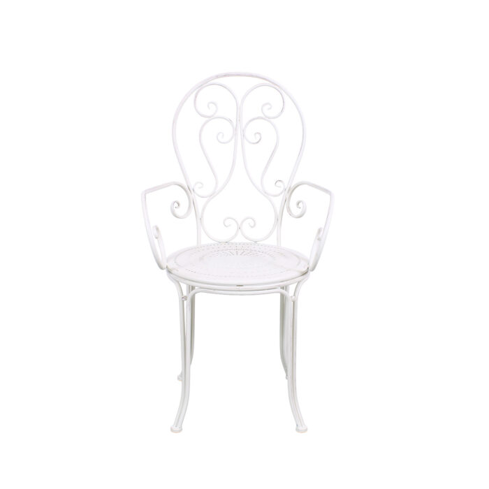 Poltrona metallo bianco anticato "Alessia" con braccioli 51X50h97 cm - immagine 6