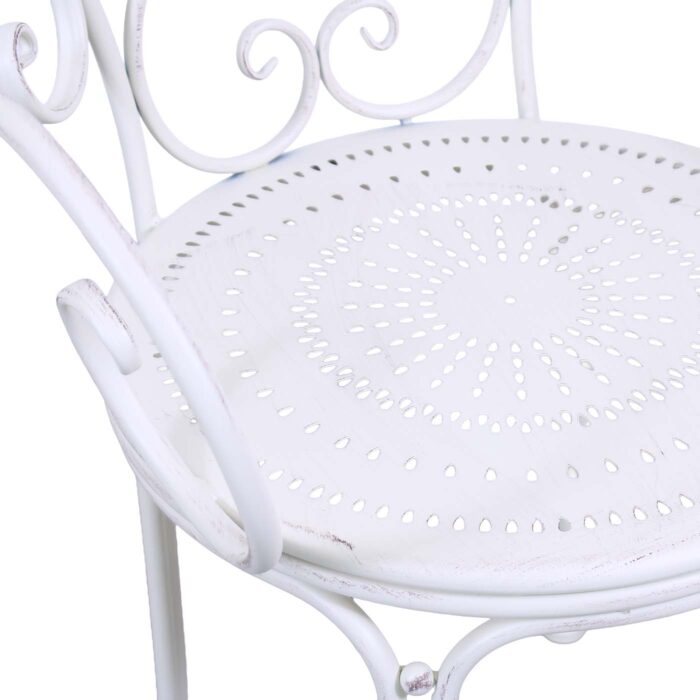 Poltrona metallo bianco anticato "Alessia" con braccioli 51X50h97 cm - immagine 8