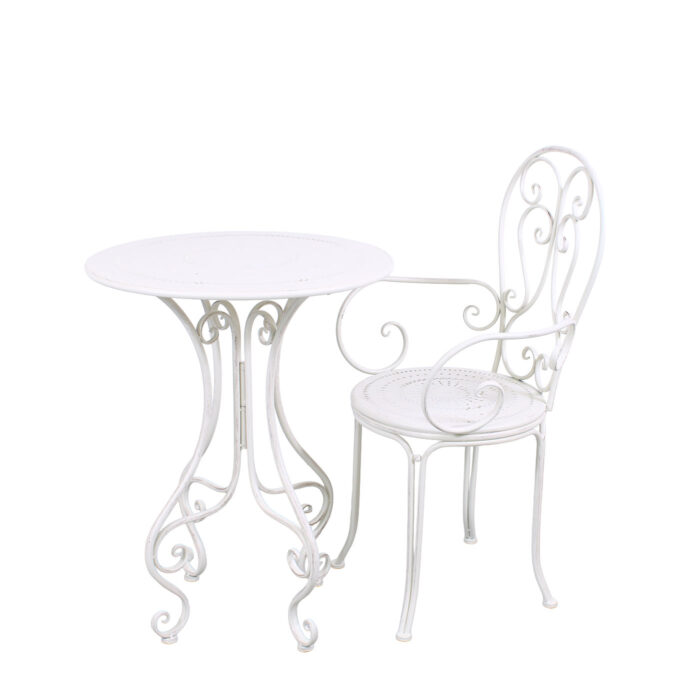Poltrona metallo bianco anticato "Alessia" con braccioli 51X50h97 cm - immagine 9