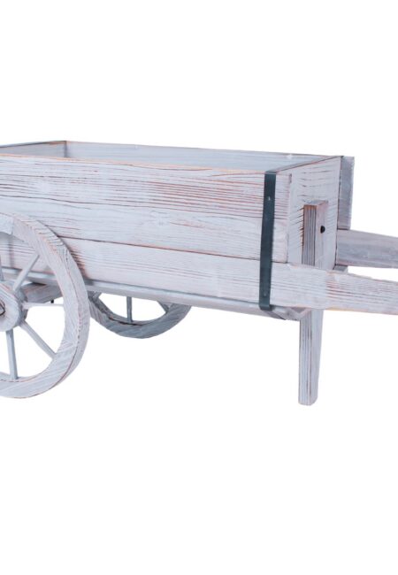 Carretto decorativo in abete sbiancato 80x44H39 cm