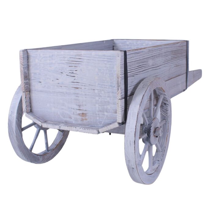 Carretto decorativo in abete sbiancato 80x44H39 cm - immagine 6