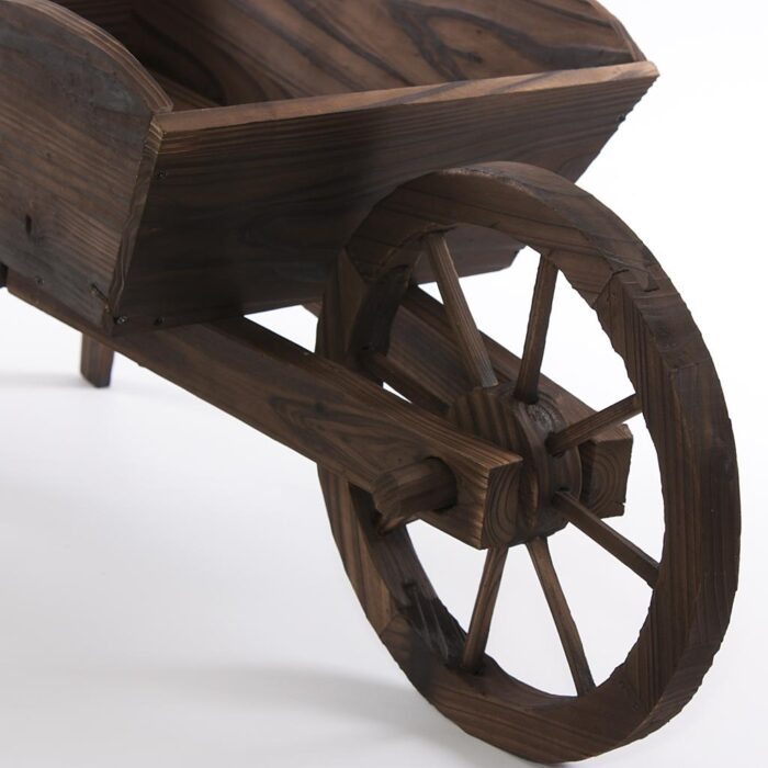 Carriola decorativa in abete brunito 120x32xH45 cm - immagine 6