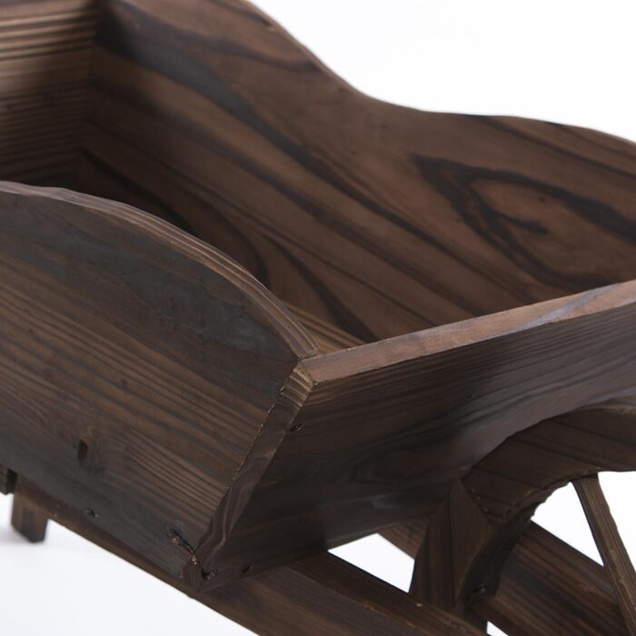 Carriola decorativa in abete brunito 120x32xH45 cm - immagine 7