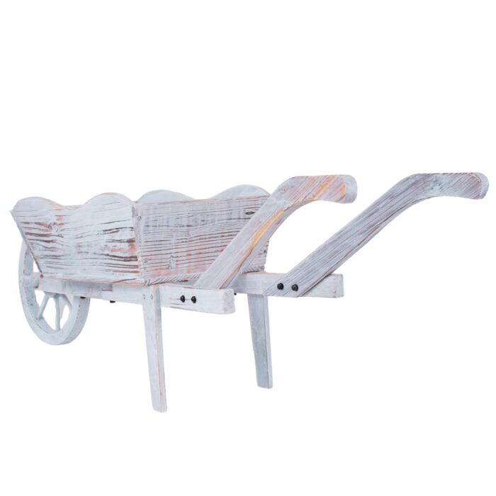 Carriola decorativa in abete sbiancata 120x32xH45 cm - immagine 6