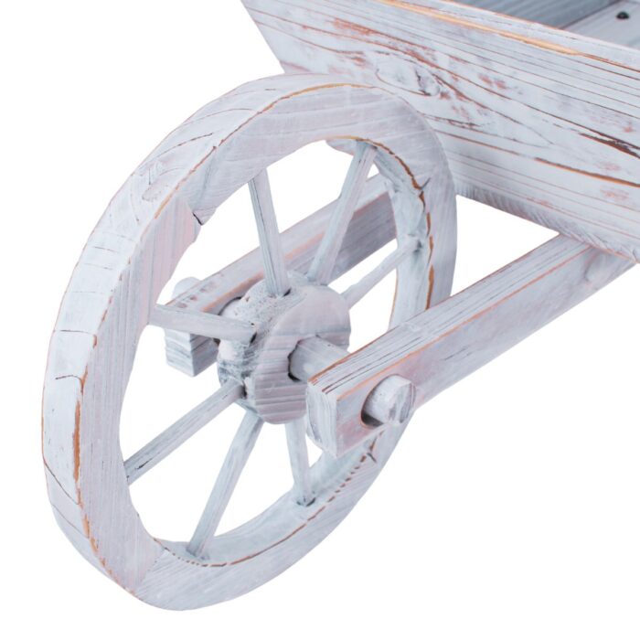 Carriola decorativa in abete sbiancata 120x32xH45 cm - immagine 8
