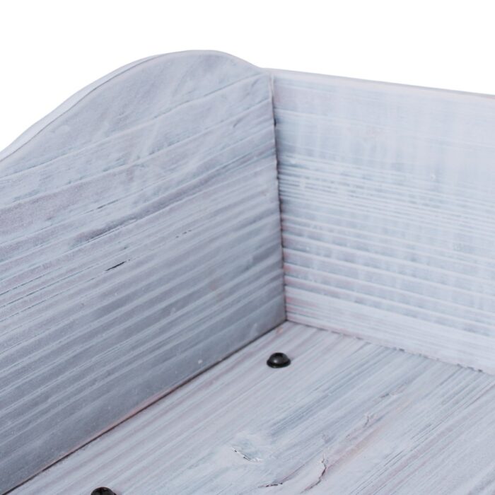 Carriola decorativa in abete sbiancata 120x32xH45 cm - immagine 7