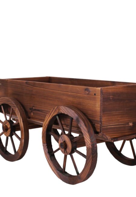 Carretto decorativo in abete brunito 117x42H38 cm