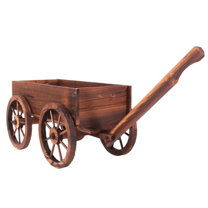 Carretto decorativo in abete brunito 117x42H38 cm - immagine 7