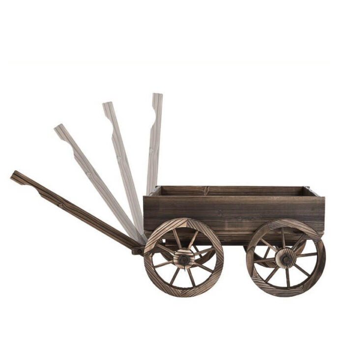Carretto decorativo in abete brunito 117x42H38 cm - immagine 6