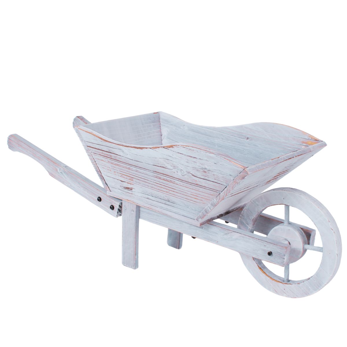 82-LL2128W Carriola decorativa in legno di abete sbiancata 82x32xH33 cm