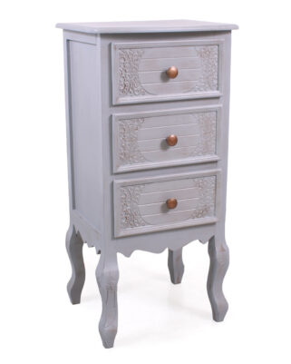 Cassettiera Giulia 3 cassetti in MDF e legno di pino grigio 40X30H82 cm
