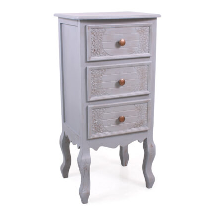 Cassettiera Giulia 3 cassetti in MDF e legno di pino grigio 40X30H82 cm